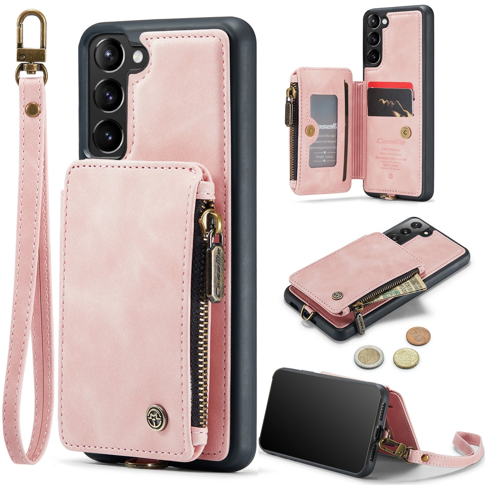 CASEME C20 Series for Samsung Galaxy S23 RFID Blocking Zipper Pocket PU Leather Coated TPU Shockproof Phone Cover with Wallet Kickstand CASEME C20 Series for Samsung Galaxy S23 RFID Blocking Zipper Pocket PU Leather Coated TPU Shockproof Phone Cover with Wallet Kickstand